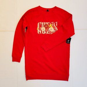 GUESS Logo w/ Embroidered Roses Dress sz S